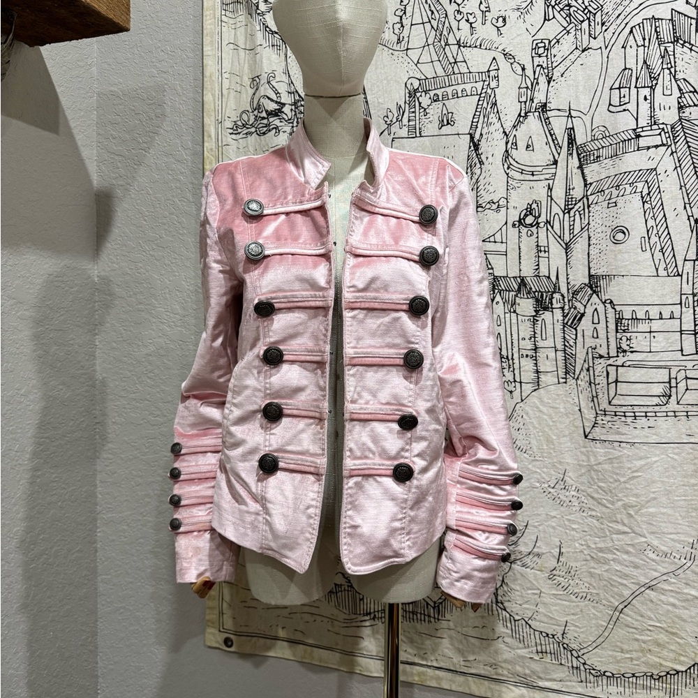 Pink Velvet Military Style Women's Jacket
